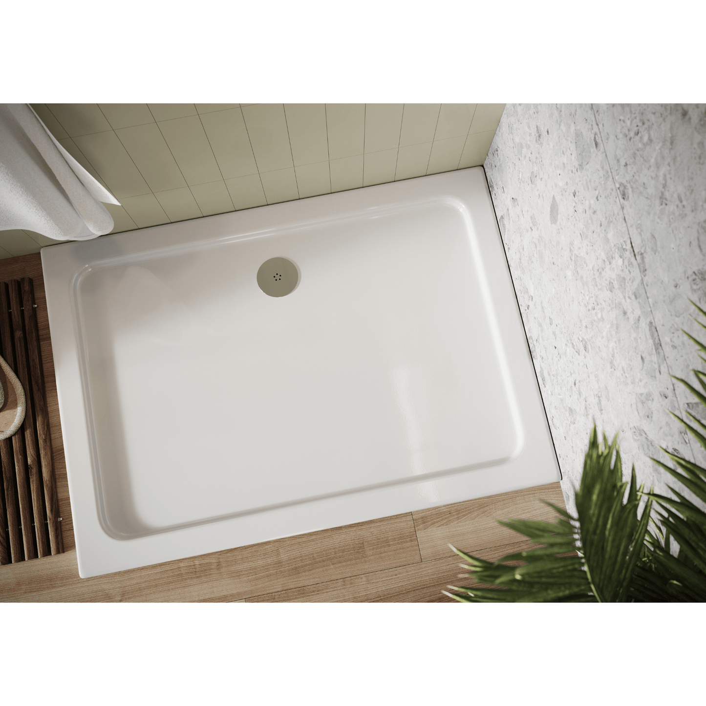 1000-800-REC-WTE - Eco - Stone Rectangular Shower Tray 30mm | White - Soaque