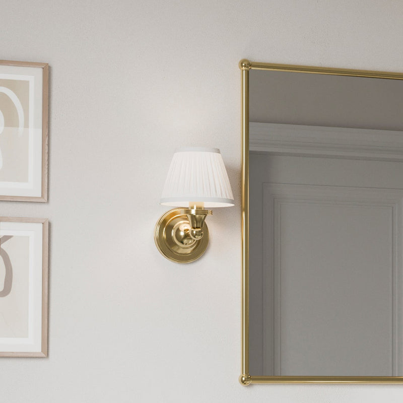 Round Wall Light & White Fine Pleated Shade