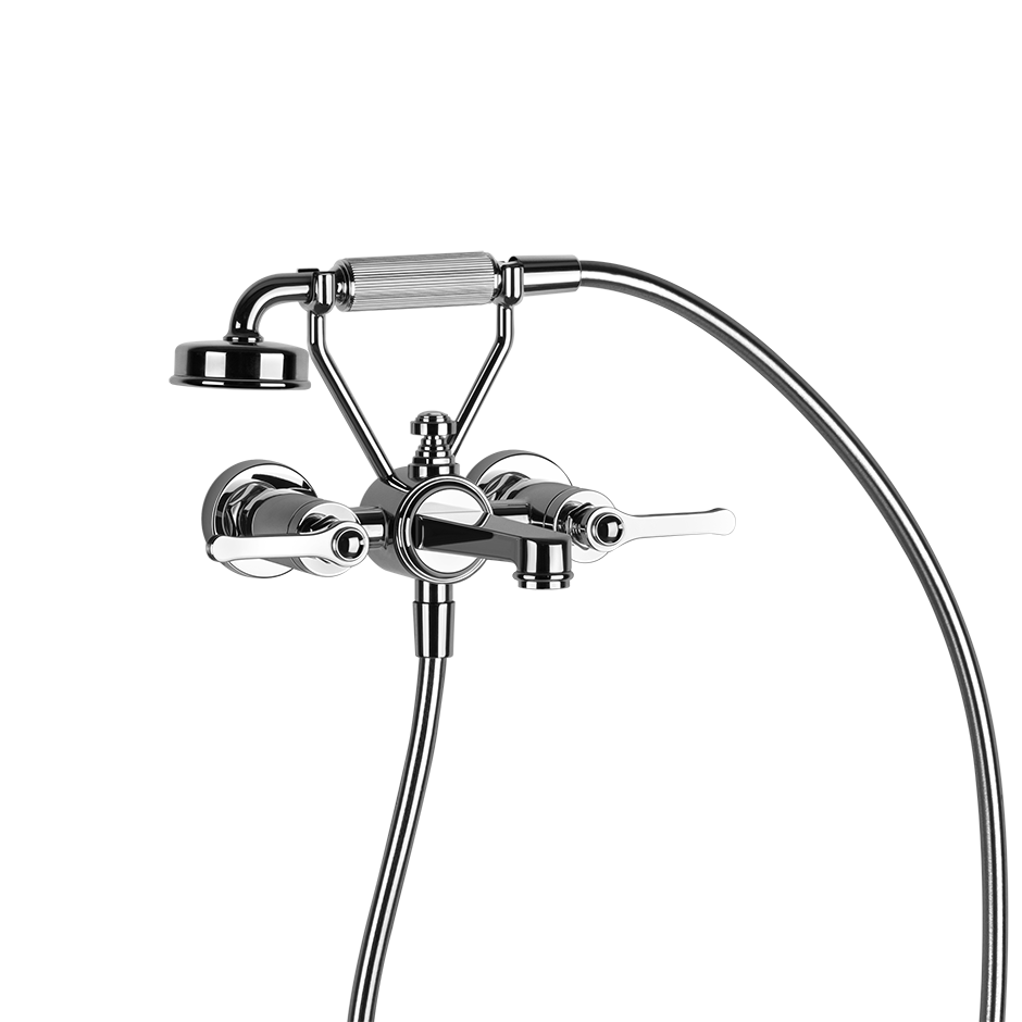 VENTI20 Wall Mounted Bath Shower Mixer Diverter 150cm Flexible Hose & Handshower