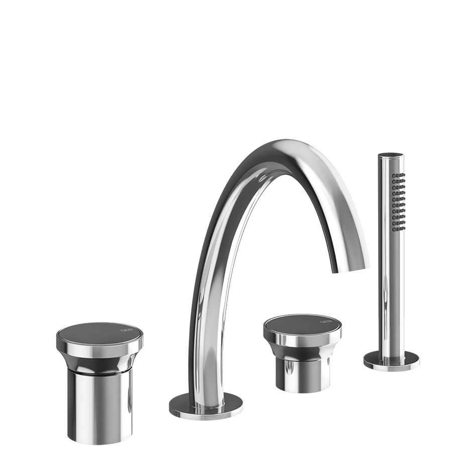 ORIGINI Four Hole Bath Shower Mixer Diverter Tub Filler Spout 150cm Flexible Hose & Hand Shower