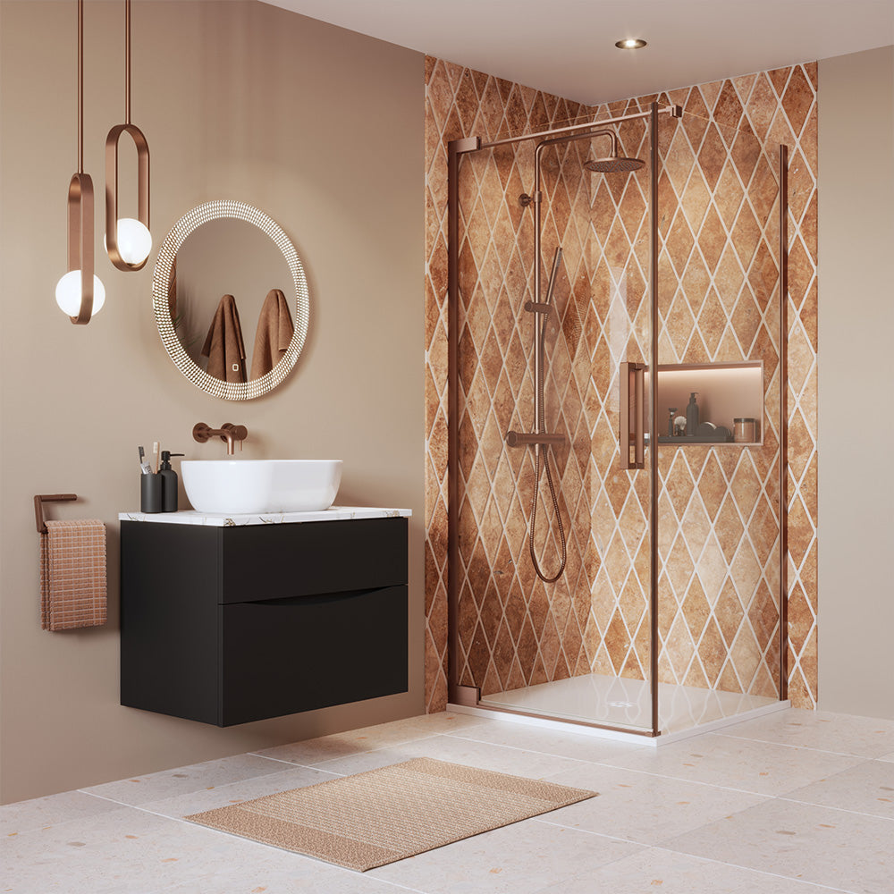 Crosswater Asura Hinged Shower Door with Side Panel & Sleek Handle