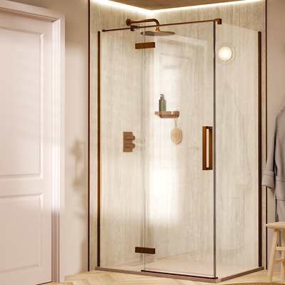 Asura Inline Hinged Shower Door with Side Panel & Sleek Handle