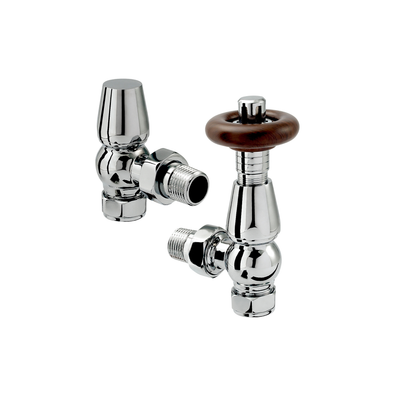 Set-29 Aston Angled Thermostatic Radiator Valve Set | Chrome