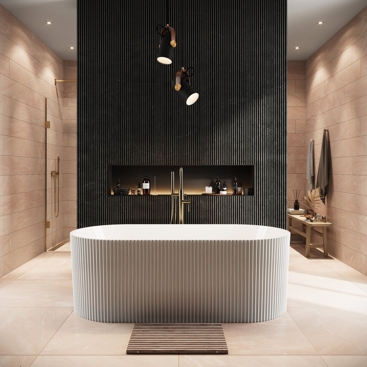 Labyrinth Fluted Freestanding Bath | White