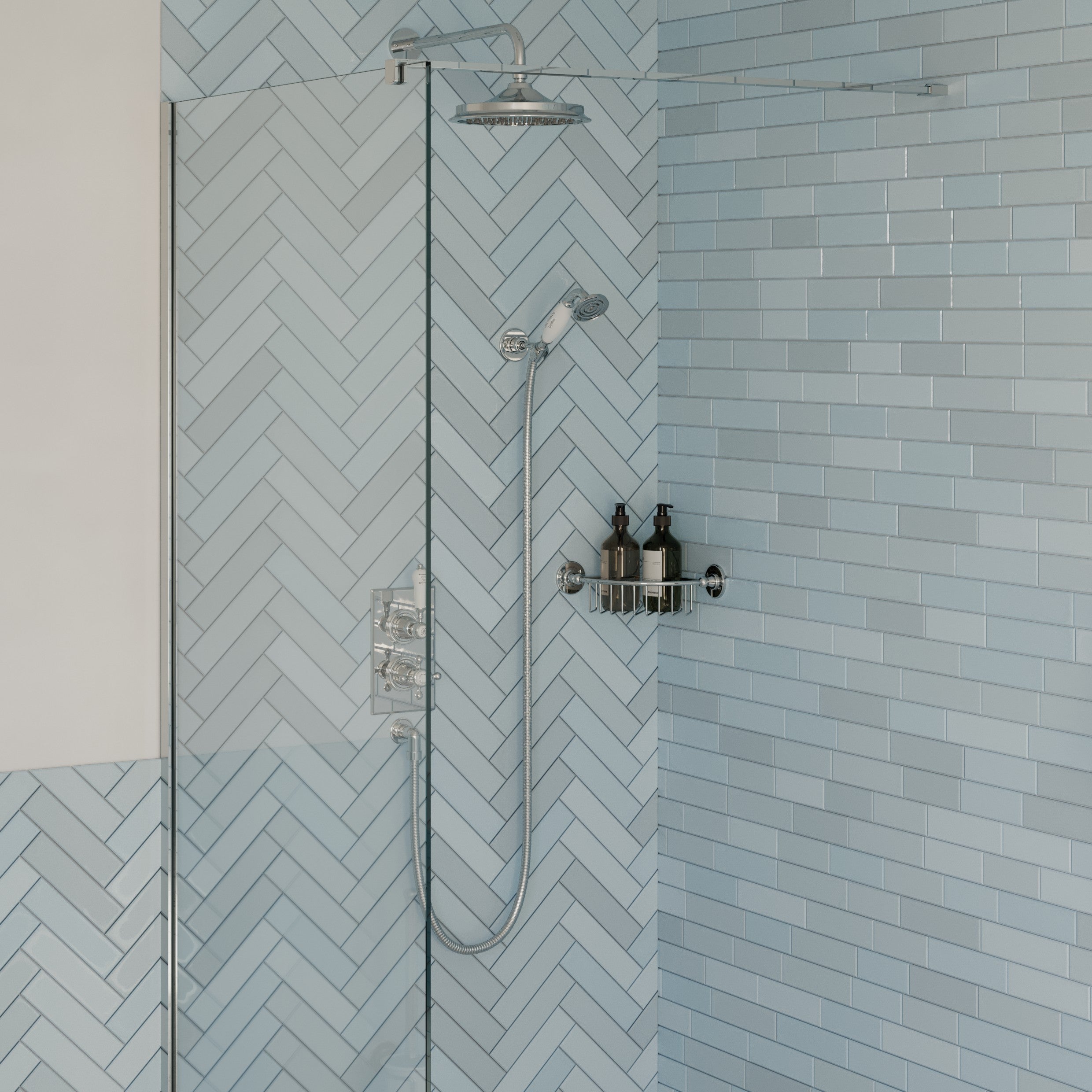 Burlington Walk-In Shower Enclosure Recess with Wall Bracing Bar – Soaque
