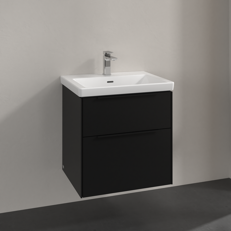 Subway 3.0 2-Drawer Vanity Unit & Basin with Black Handle 600mm