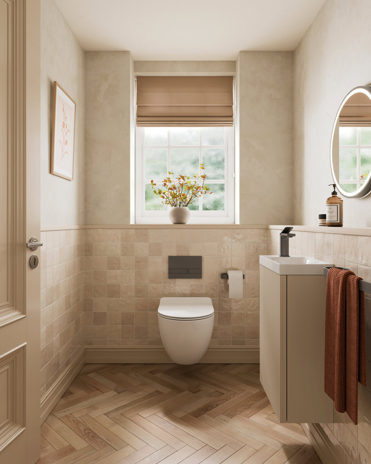 The Refined: contemporary cloakroom with grey fittings