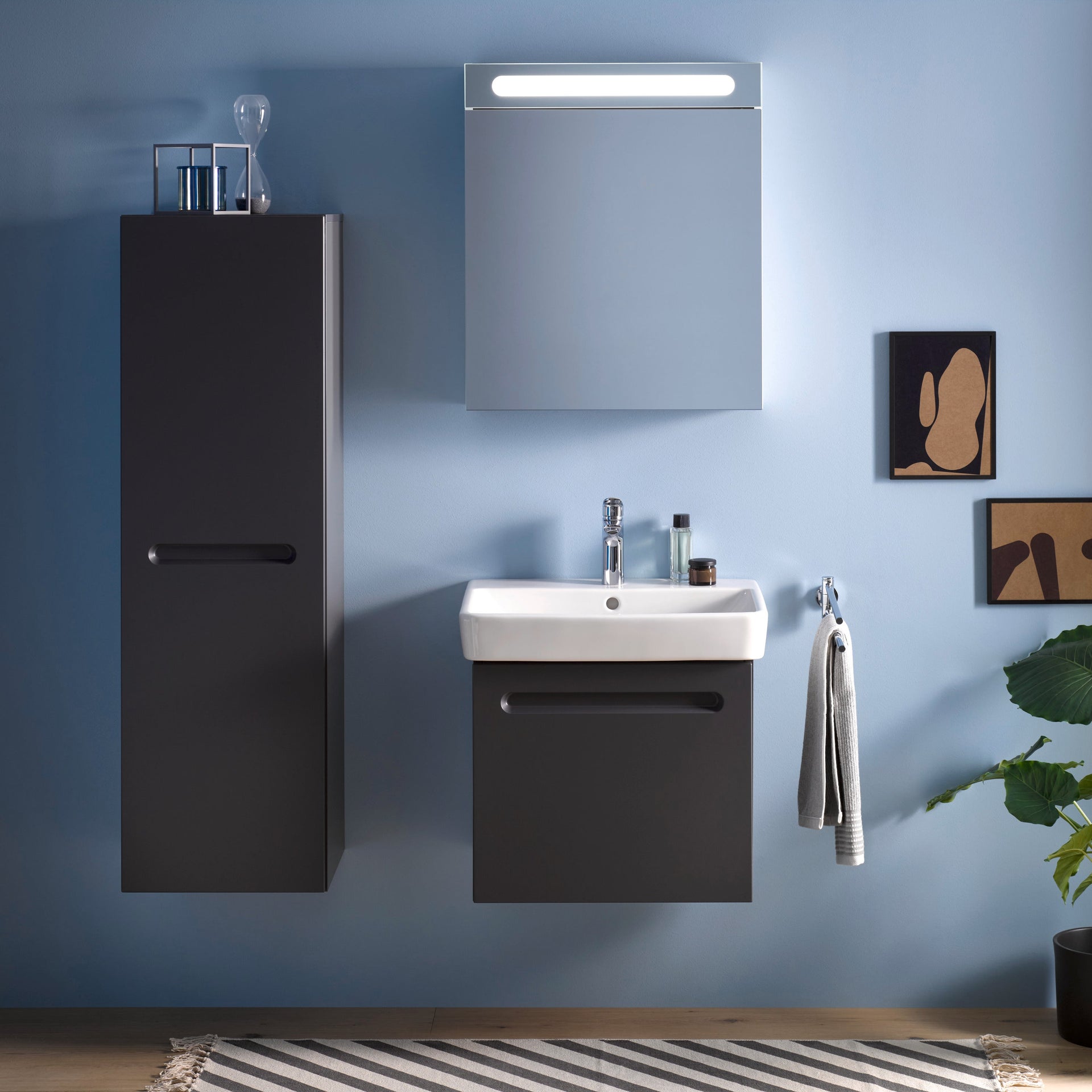 No.1 Wall Mounted 1 Drawer Vanity Unit & Basin 550mm x 478mm