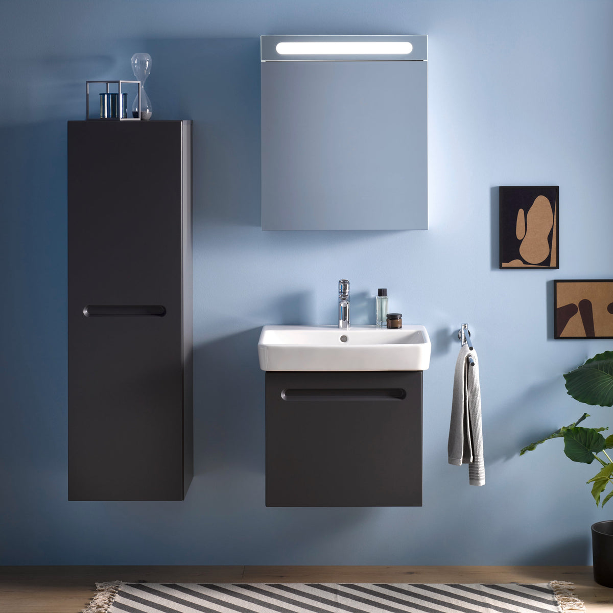 No.1 Wall Mounted 1 Drawer Vanity Unit & Basin 600mm x 478mm