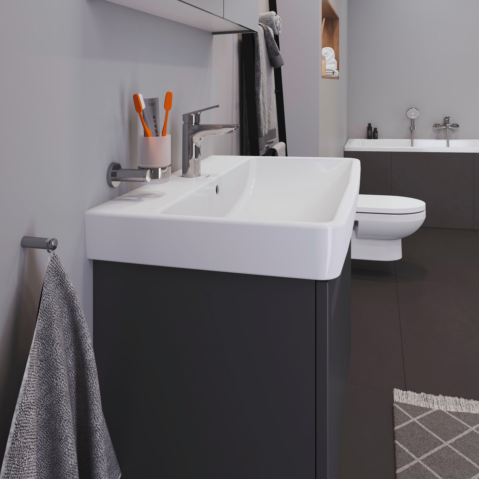No.1 Wall Mounted 1 Drawer Vanity Unit & Basin 650mm x 478mm