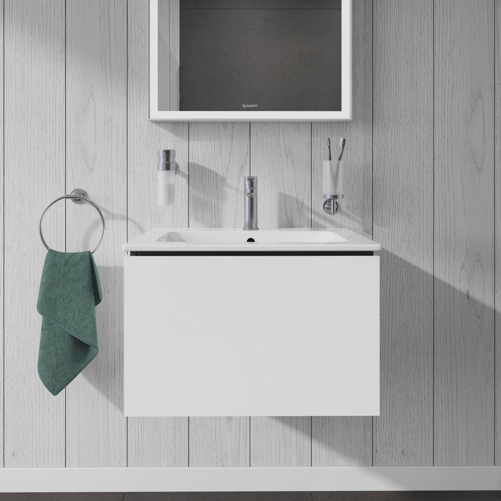 L Cube Wall Mounted 1 Drawer Vanity Unit & ME Stark Basin 630mm x 400mm
