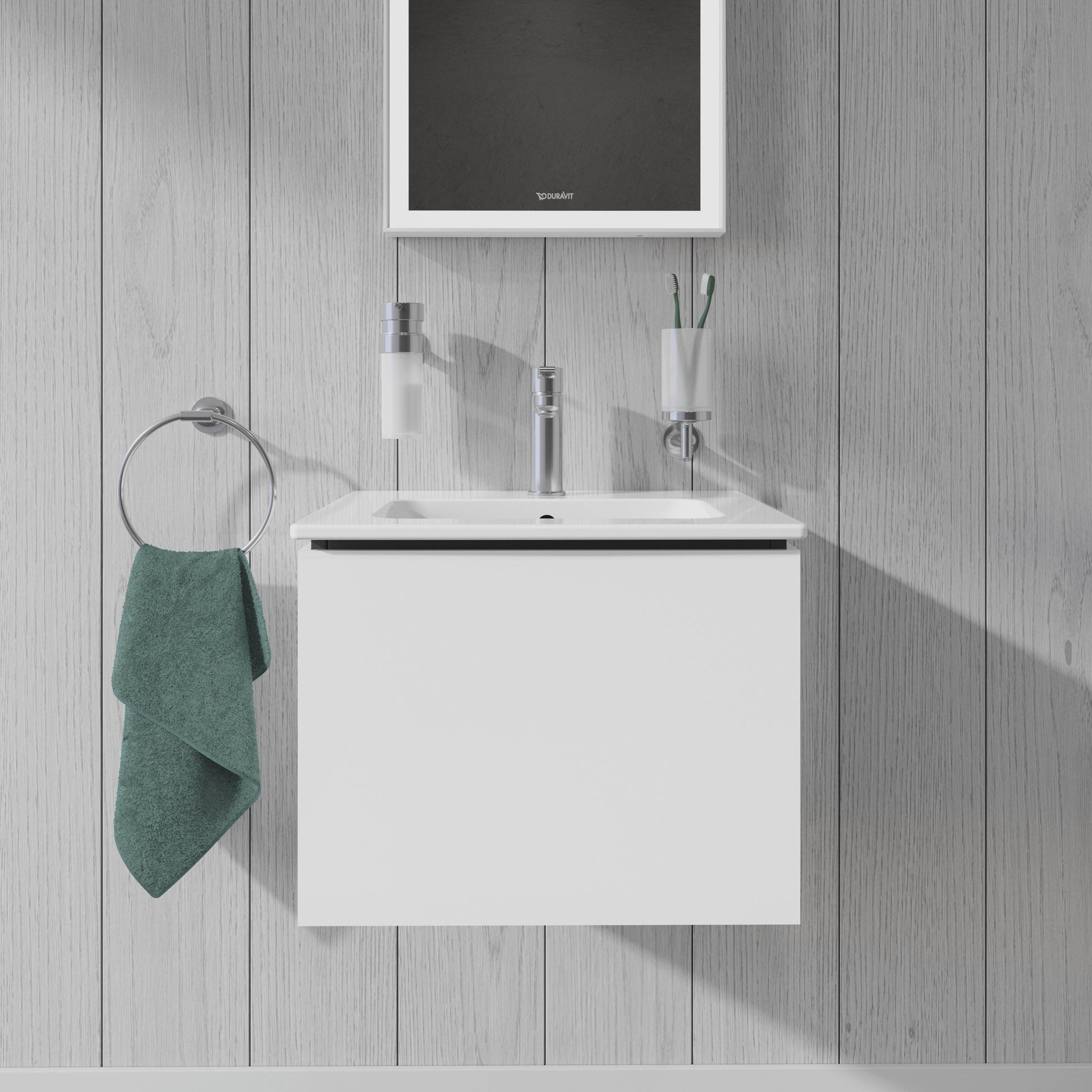 L Cube Compact 1 Drawer Wall Mounted Vanity Unit & ME Stark Basin 530mm x 400mm