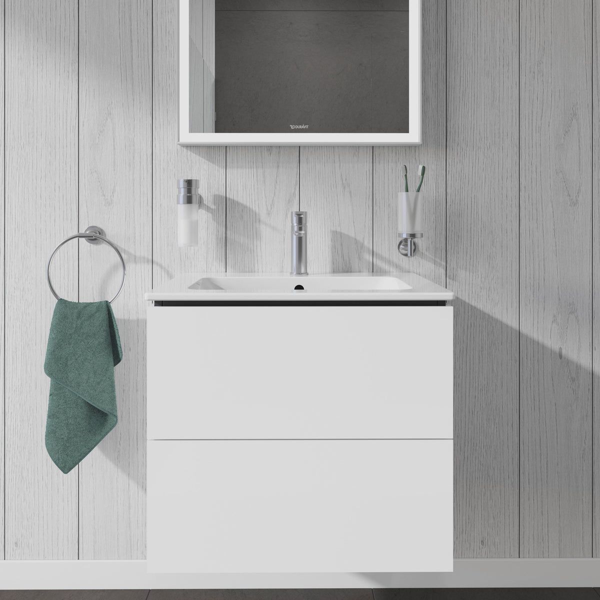 L-Cube Wall Mounted 2-Drawer Vanity Unit & ME by Stark Basin 630mm x 550mm