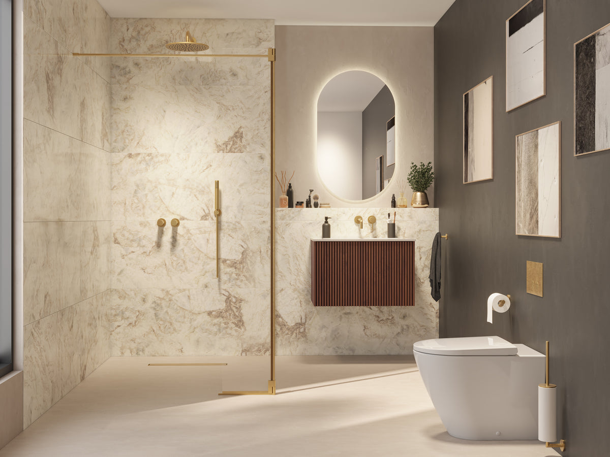 The Penthouse: contemporary ensuite with bronze fittings