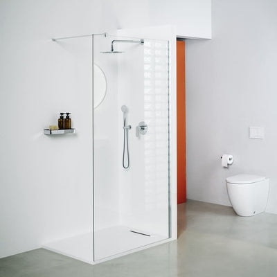 Pro S Rectangular Shower Tray with Short Side Linear Drain & Waste | White