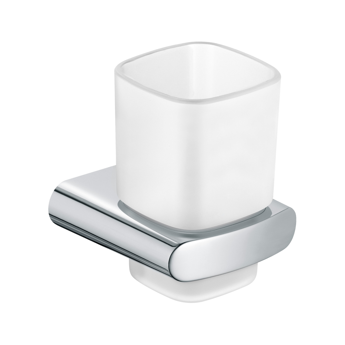Elegance Holder Frosted Glass Crystal Tumbler Chrome