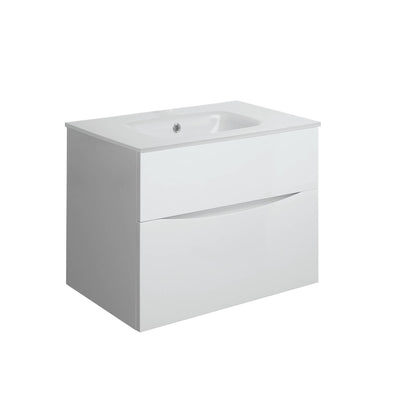Glide II 2 Drawer Vanity Unit & Ice White Glass Basin 700mm