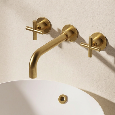 MPRO Crosshead Wall Mounted 3 Hole Basin Mixer Set