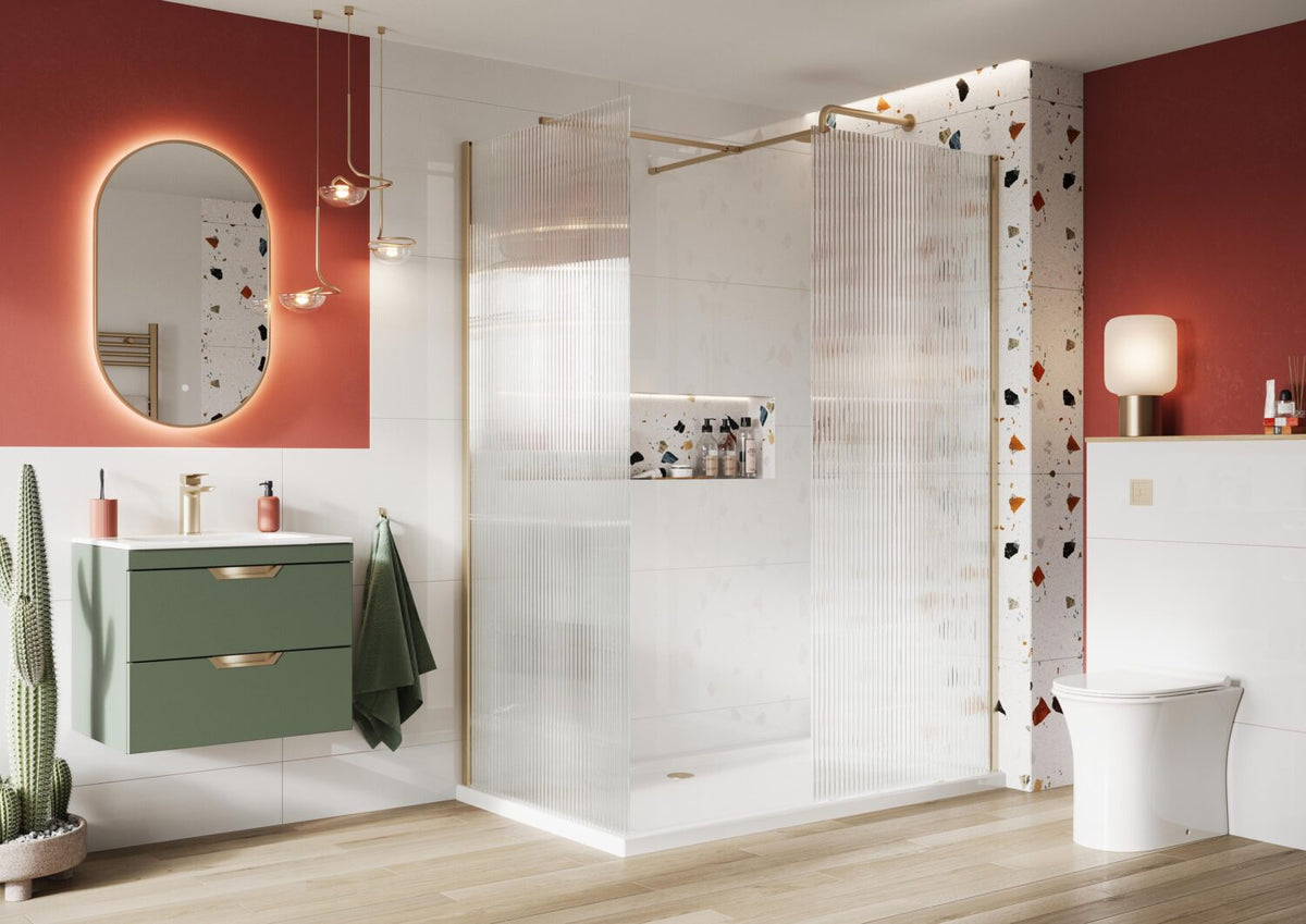 S8 Fluted Walk in Corner Shower Enclosure