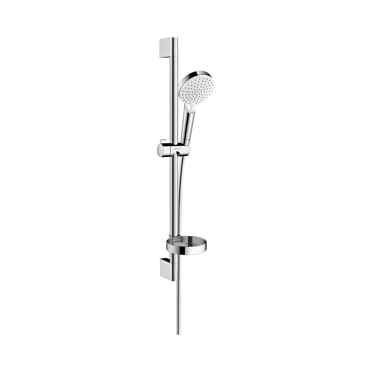 Crometta Shower Set 100 Vario Shower Rail 65cm Soap Dish White Chrome