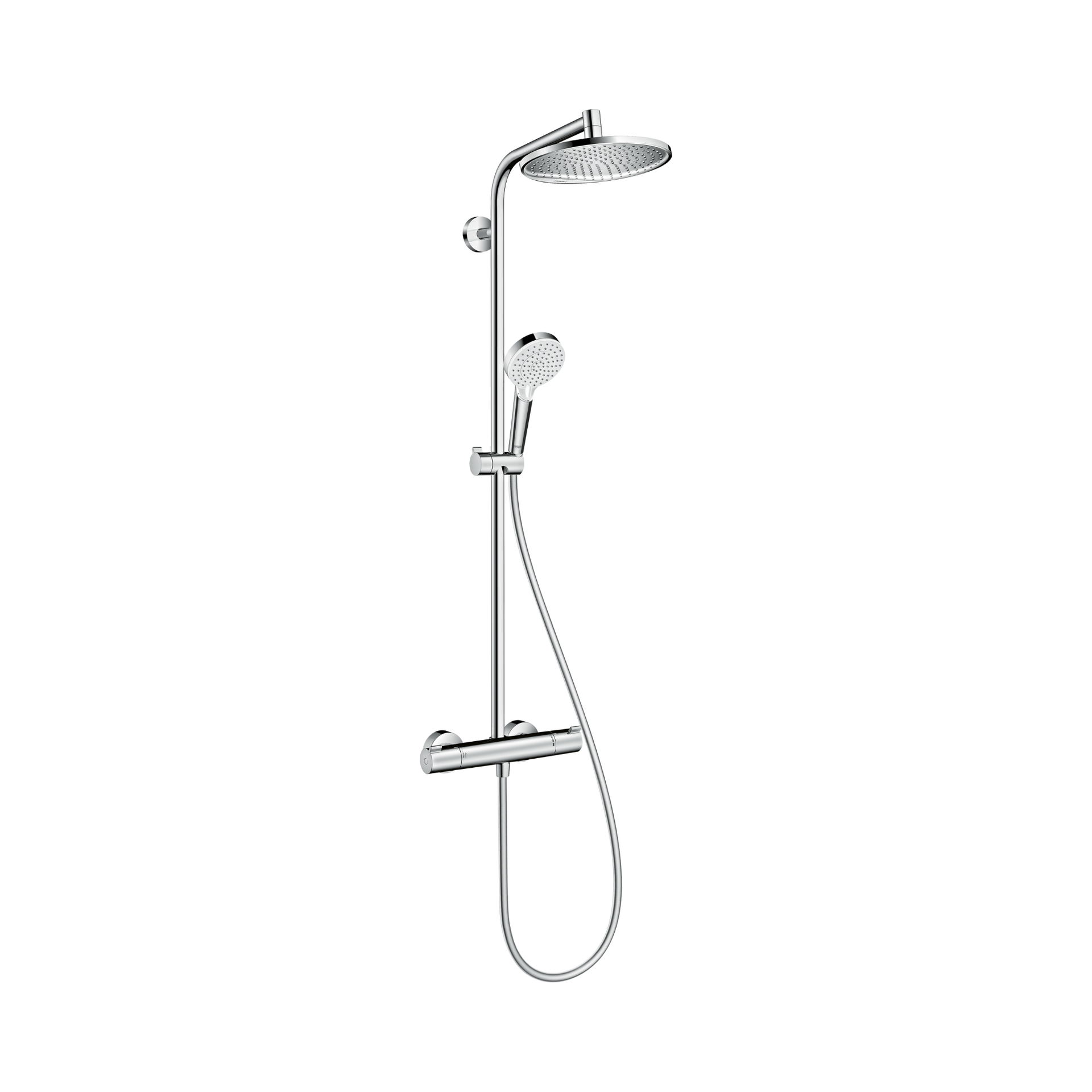 Crometta S Showerpipe 240 1jet EcoSmart Thermostatic Shower Mixer Chrome
