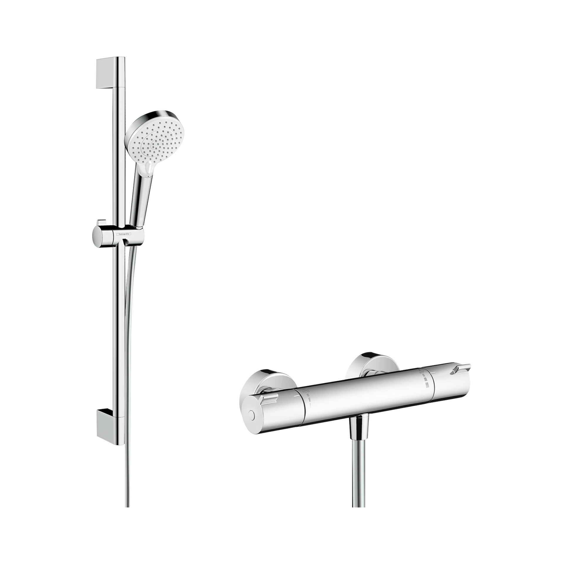 Crometta Shower System 100 Vario Ecostat Shower Rail 65 cm White Chrome