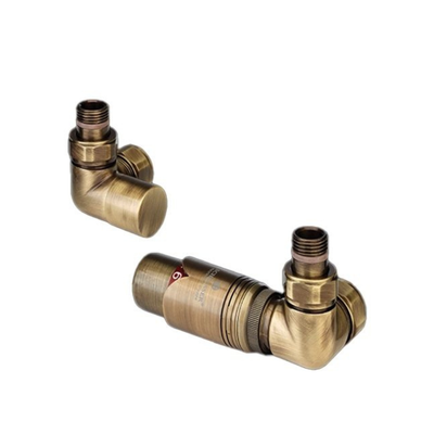 Double Angled Thermostatic Radiator Valve Set