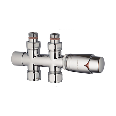 Set-40 Straight Thermostatic 50mm Radiator Valve Set | Chrome