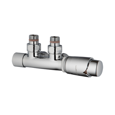 Set-42 Angled Thermostatic Right Handed 50mm Radiator Valve Set | Chrome