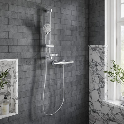 Universal Shower Slide Rail Kit with Three Function Handset and Shower Hose