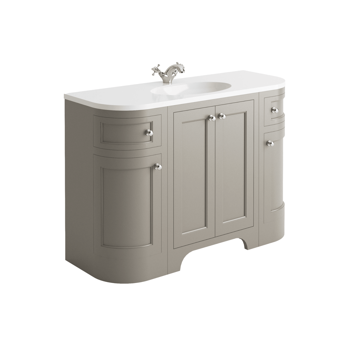  - Beaumont Floorstanding Curved Vanity Unit & Single Basin Countertop 1200mm - Soaque