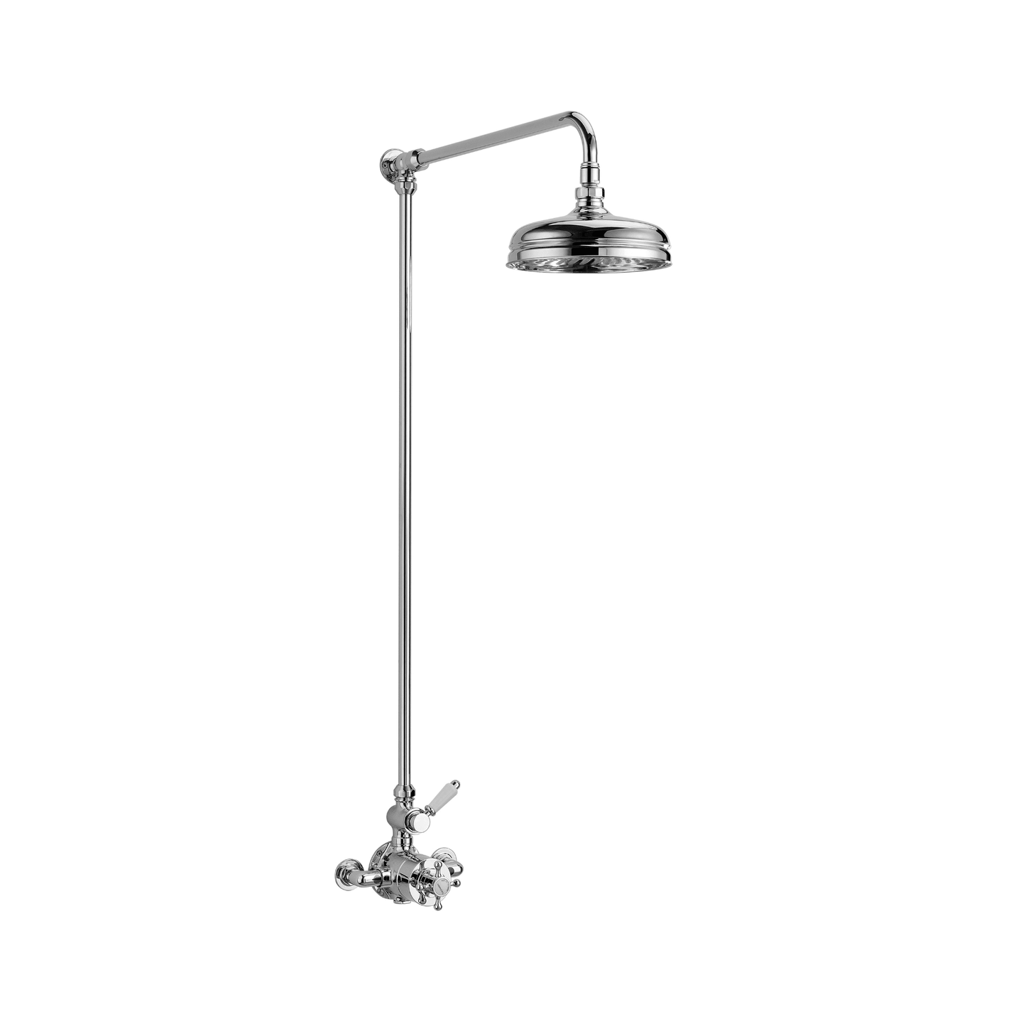 BEL-SHR-015-CP - Exposed Thermostatic Single Outlet Shower Valve with Riser Kit & Rose Shower Head 200mm - Soaque