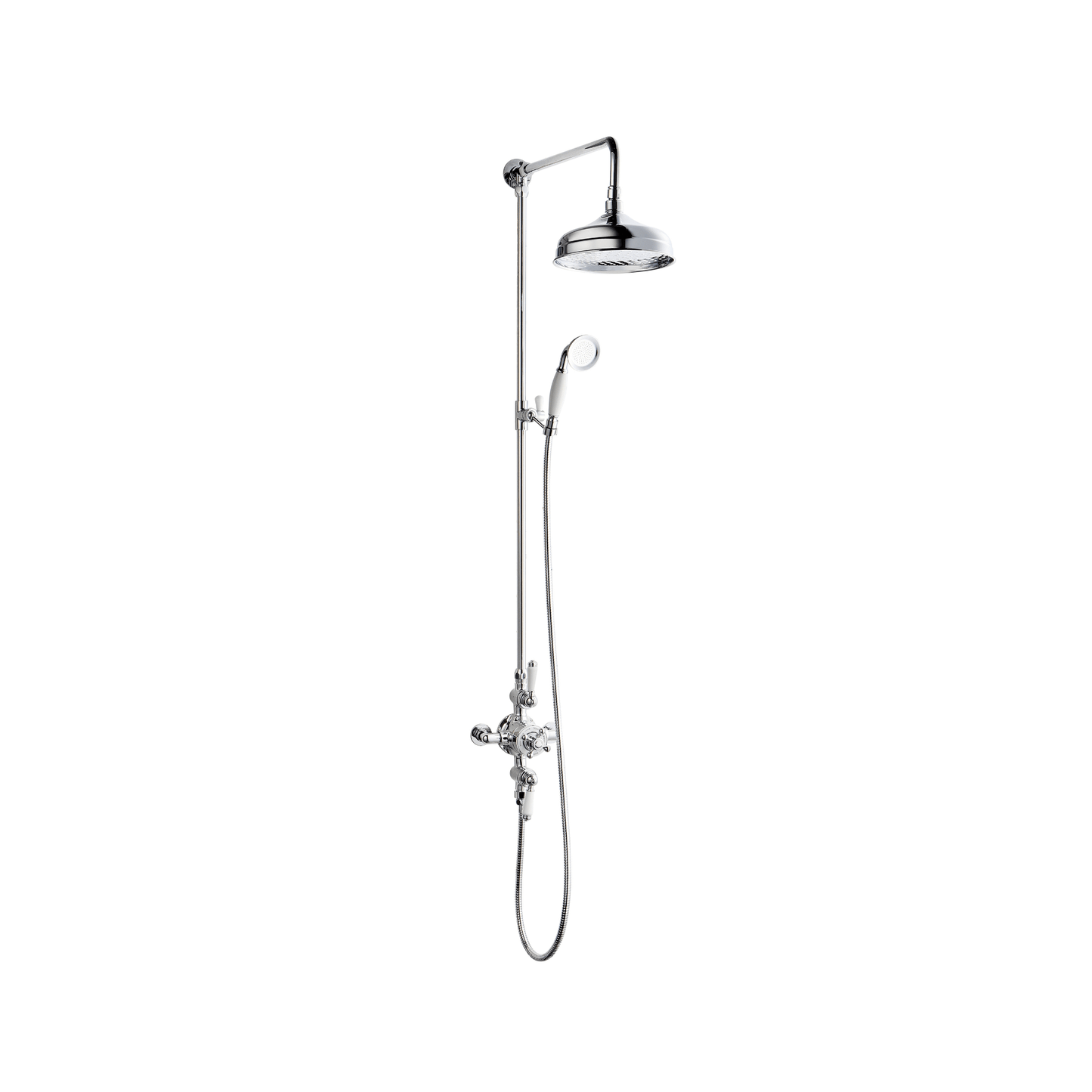 BEL-SHR-016-CP - Exposed Thermostatic Dual Outlet Shower Valve with Handset, Riser Kit & Rose Shower Head 200mm - Soaque