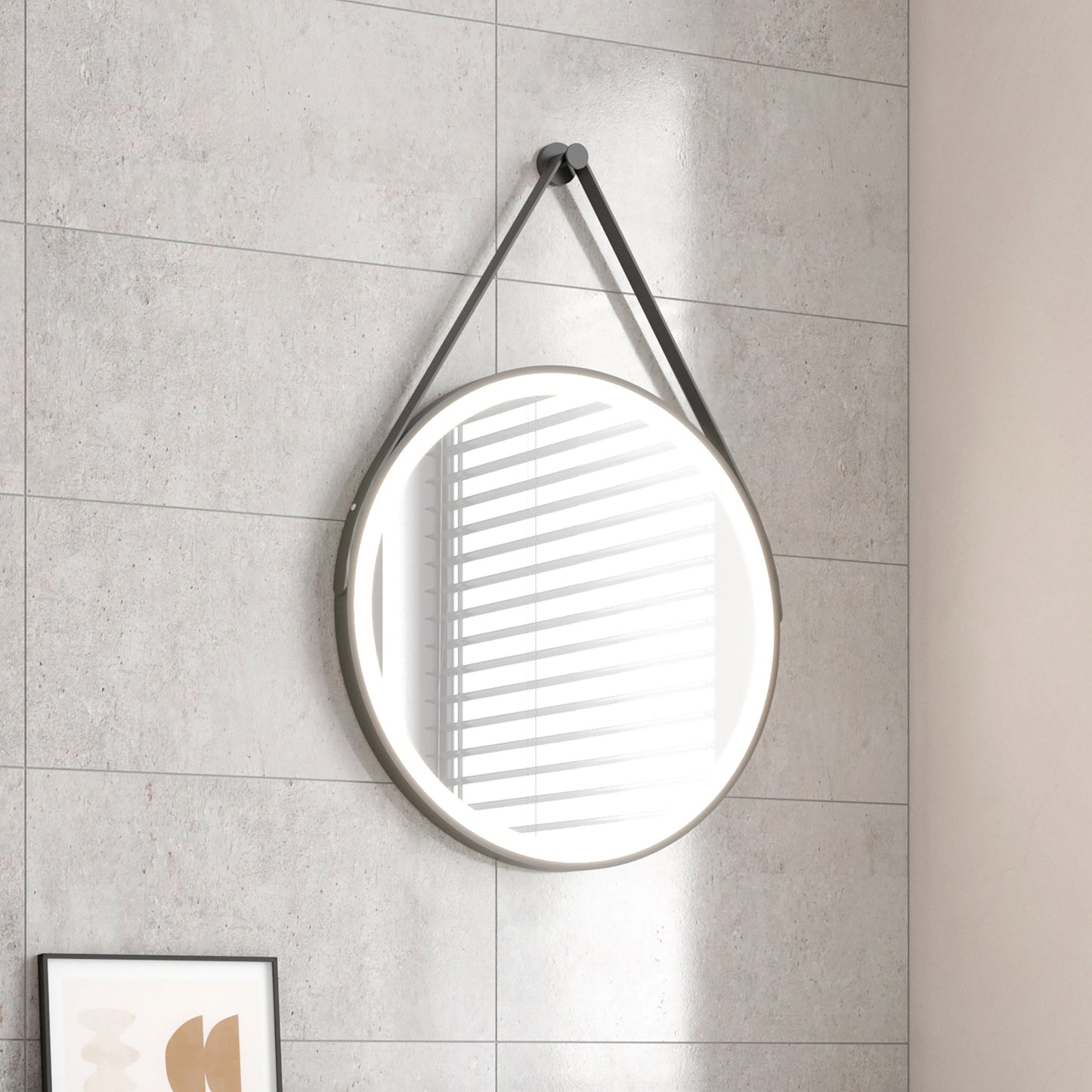BELINI-LED-600 - Belini Round Led Matt Black Mirror 600mm | Scudo | BELINI - LED - 600 - Soaque