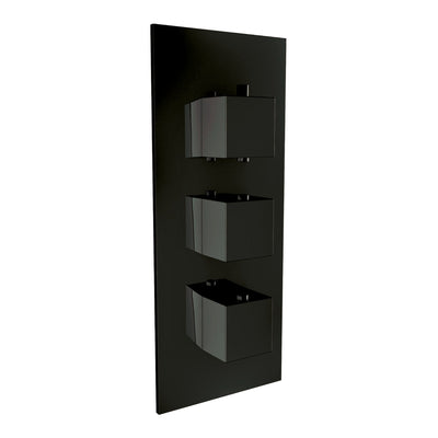 Square 2 Outlet 3 Handle Concealed Shower Valve | Matt Black