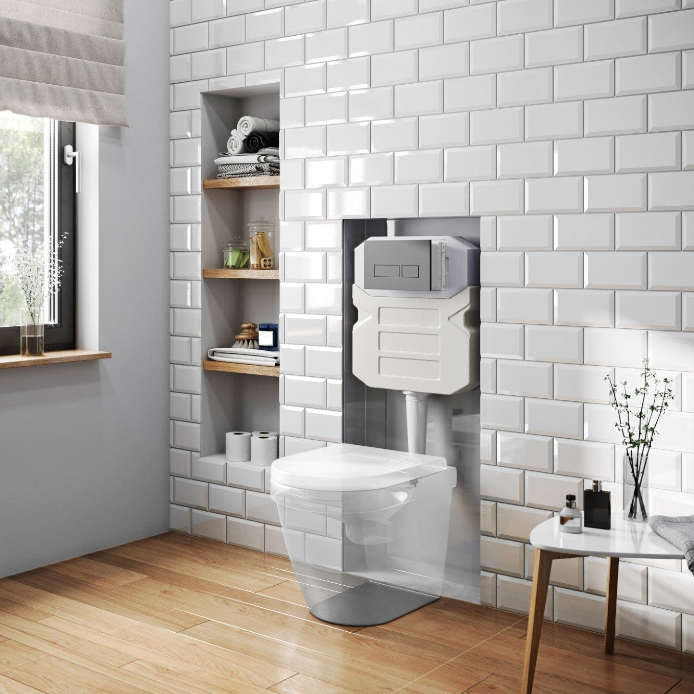  - Concealed Cistern 980mm & Flush Plate Set - Soaque