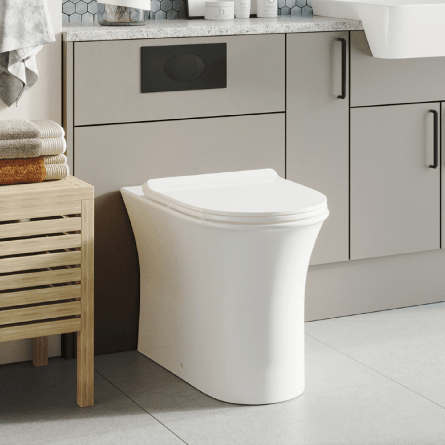  - Deia Comfort Height Back To Wall Toilet & Seat - Soaque