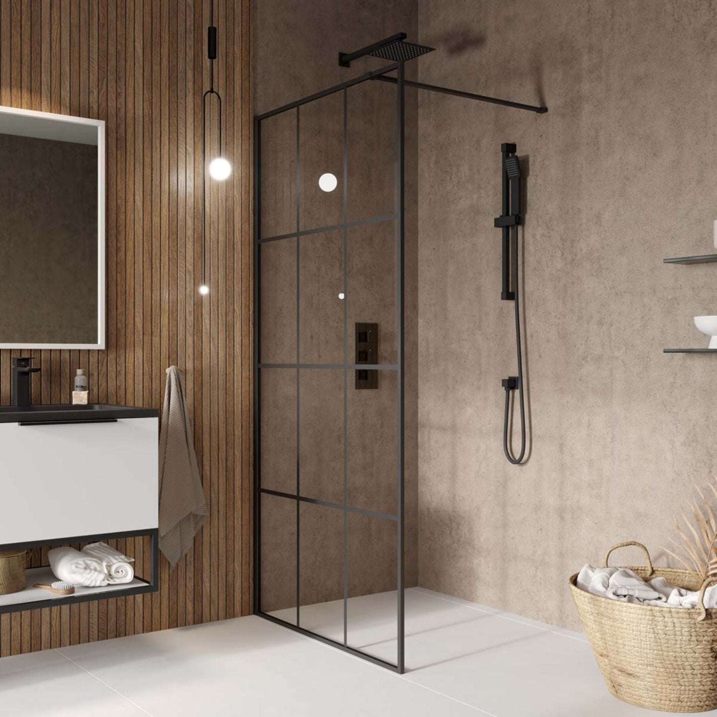 GRID1000WR - S8 Grid Walk in Recess Shower Enclosure - Soaque