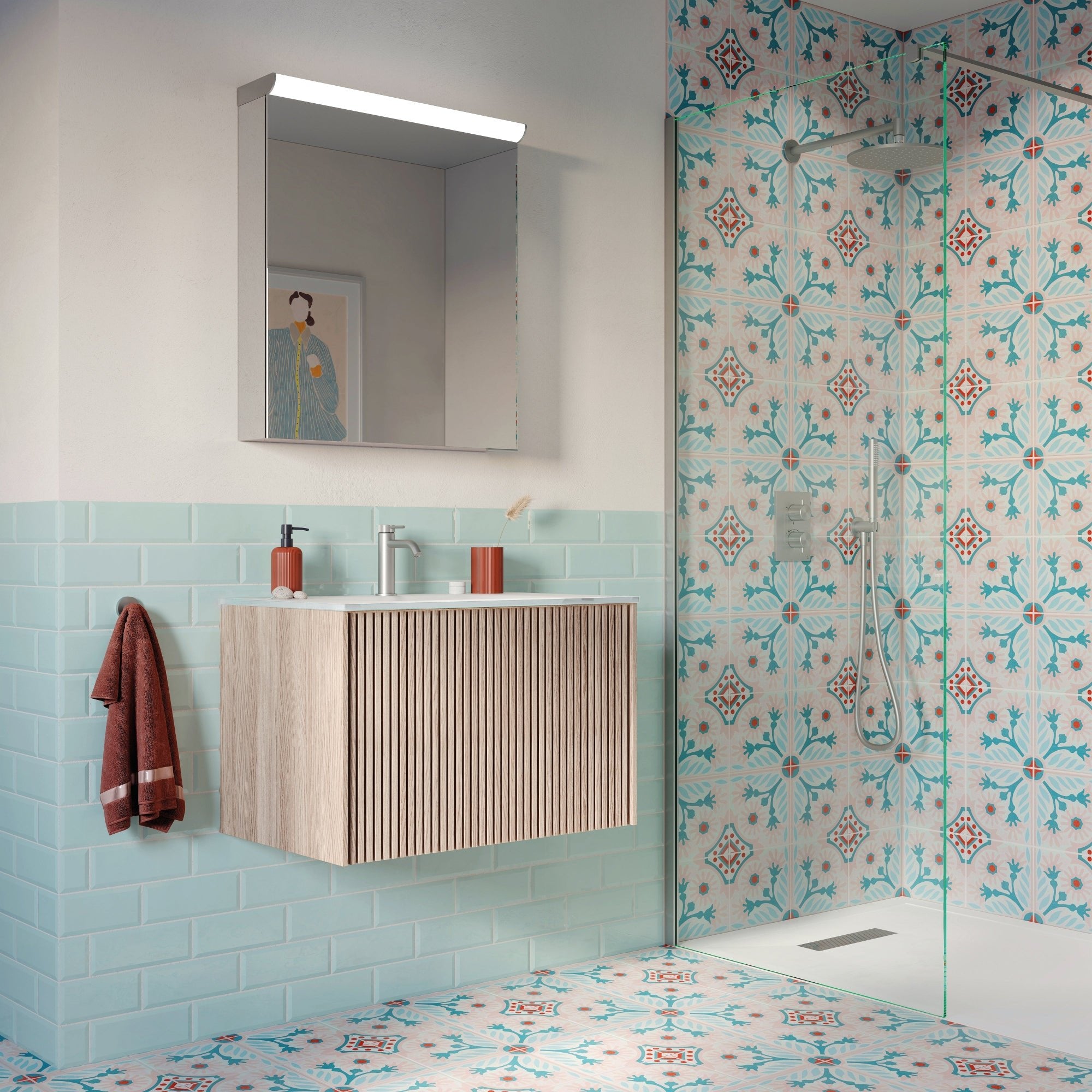 Crosswater Limit Wall Hung 1-Drawer Unit & Ice White Glass Basin 1TH ...