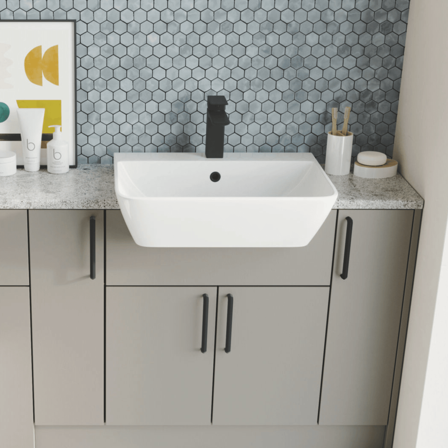 LUNAR-RECESSED - Lunar Semi Recessed Basin | White | Scudo | LUNAR - RECESSED - Soaque