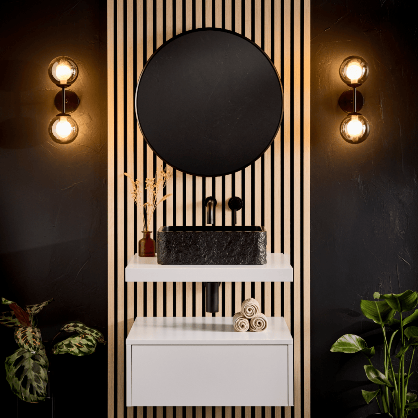 ROK-REC-400X280-BLACK - Rok Rectangle Basin - Soaque