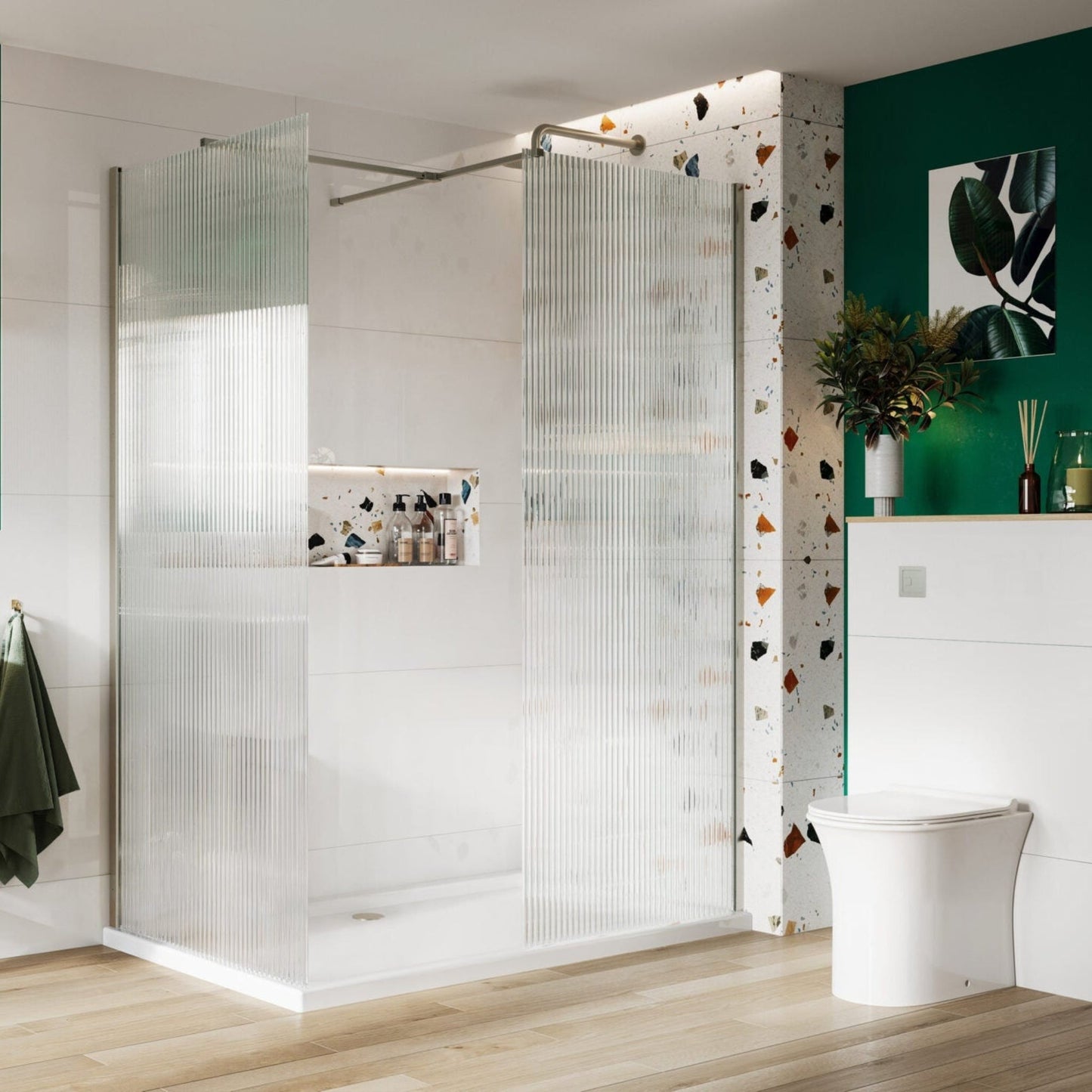  - S8 Fluted Walk in Corner Shower Enclosure - Soaque