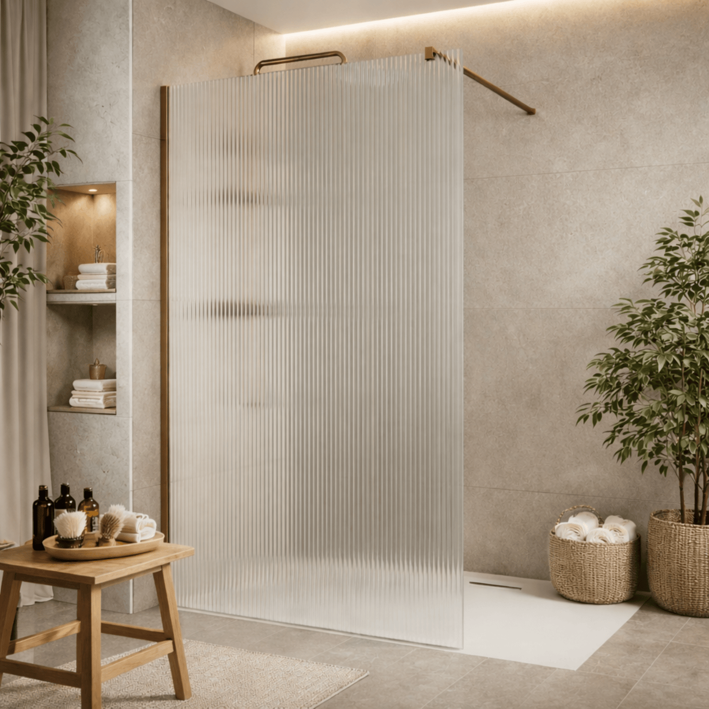  - S8 Fluted Walk in Recess Shower Enclosure - Soaque