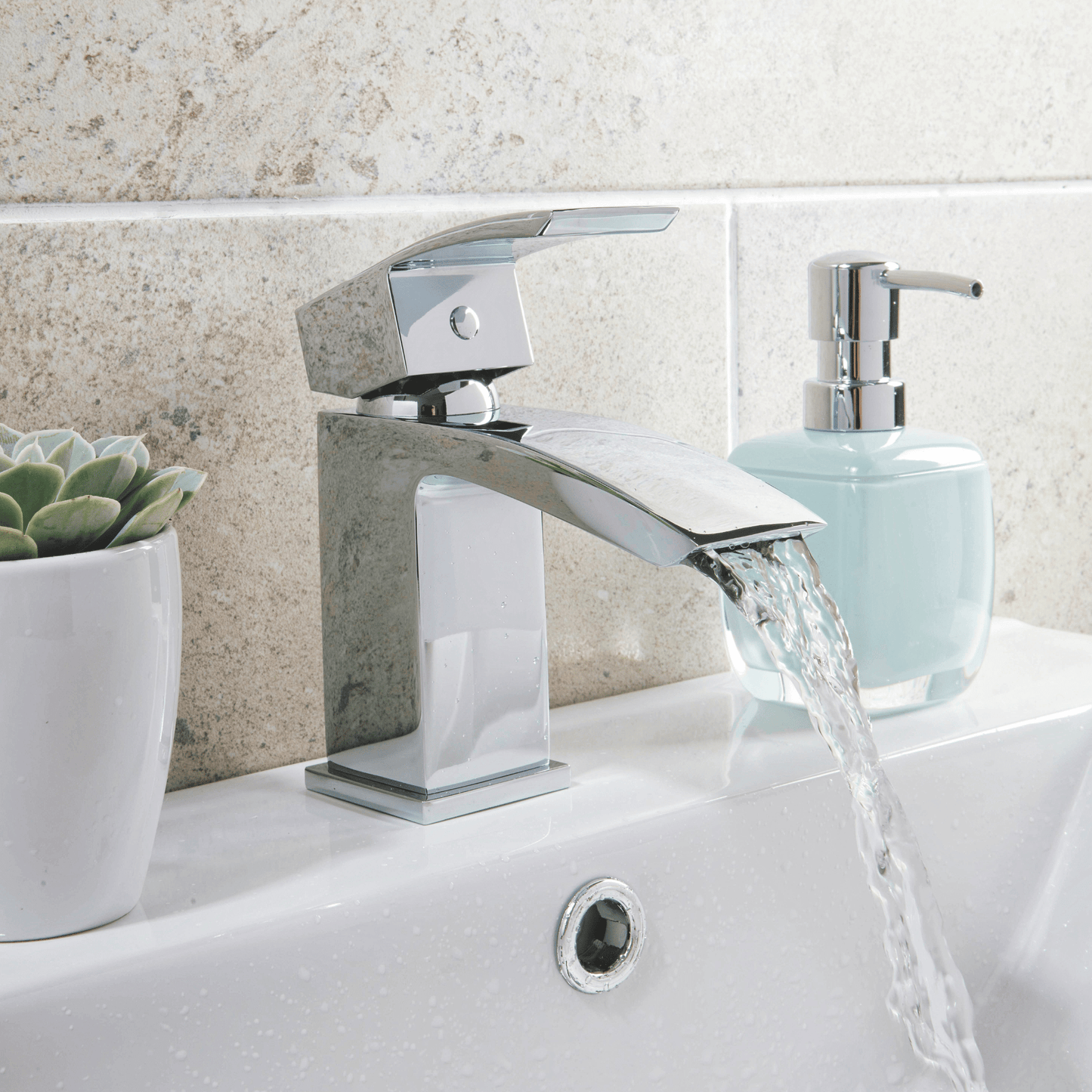 TAP034L - Descent Mini Basin Mixer with Push Waste | Chrome | Scudo | TAP034L - Soaque