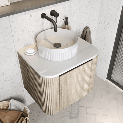 VESSEL008 - Fluted Countertop Basin | White - Soaque