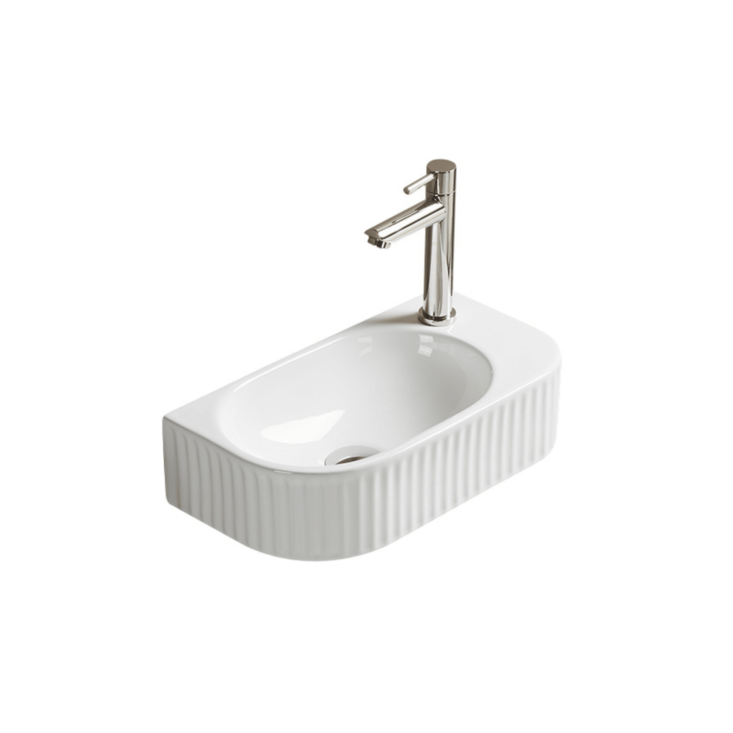 VESSEL009 - Fluted Cloakroom Basin 400mm | White | Scudo | VESSEL009 - Soaque