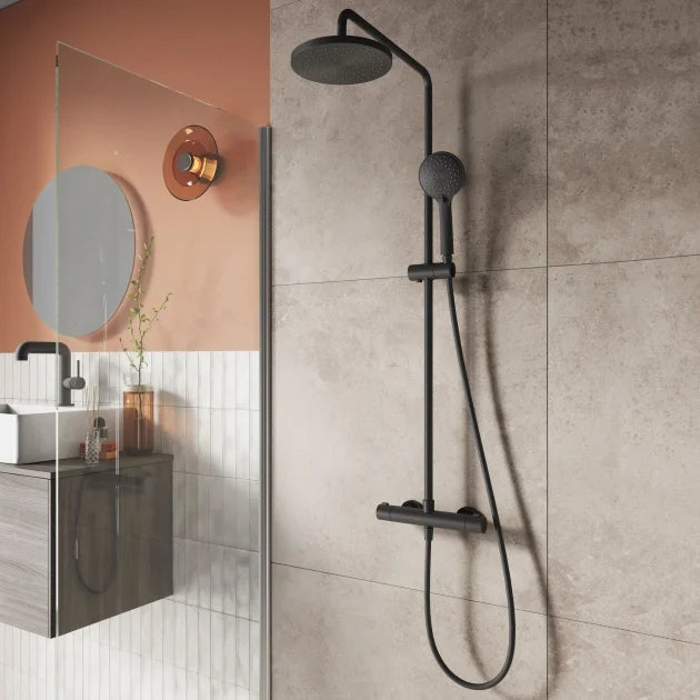 Universal Thermostatic Mixer Shower System with Shower Kit and Fixed Head